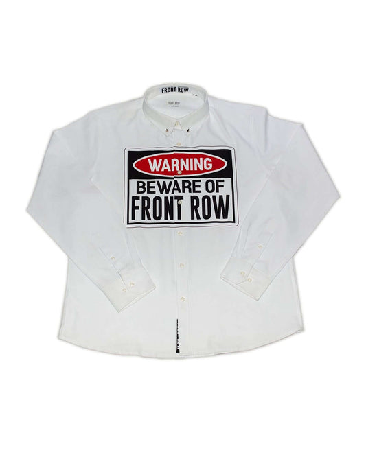 BEWARE SIGNAL PRINTED OXFORD SHIRT WHITE | FrontRowEU