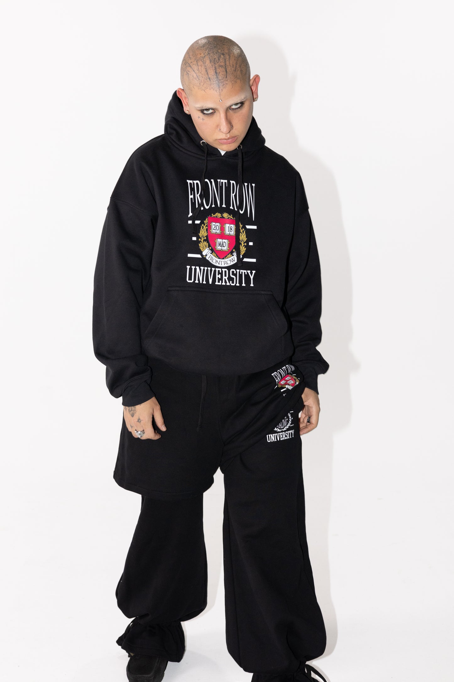 FRONT ROW COLLEGE BLACK HOODIE