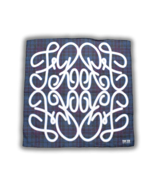 PLAID MONOGRAM BANDANA BLUE | FrontRowEU