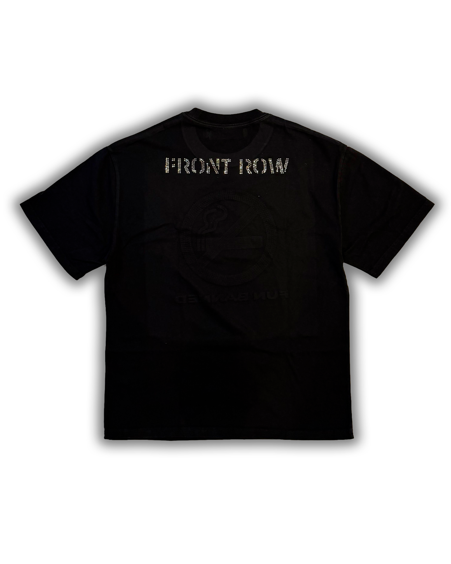 FUN BANNED RHINESTONES WASHED TEE BLACK