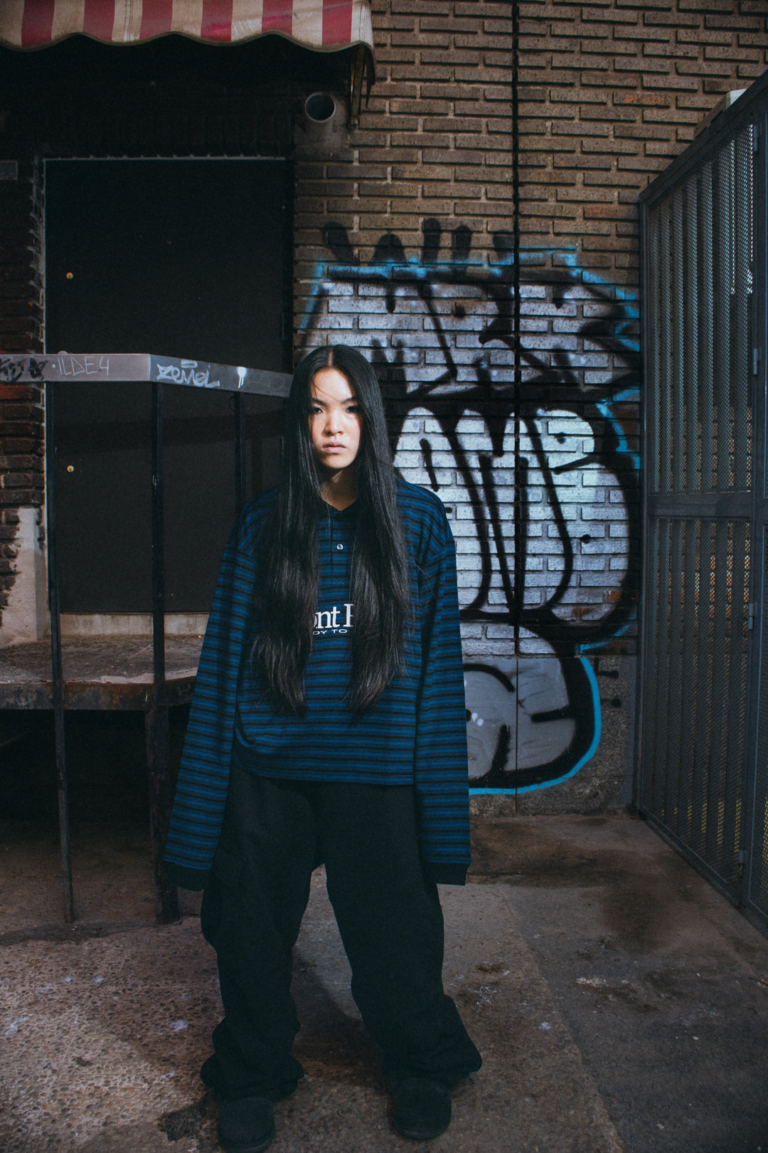 DOUBLE NECK LONGSLEEVE POLO BLUE/BLACK