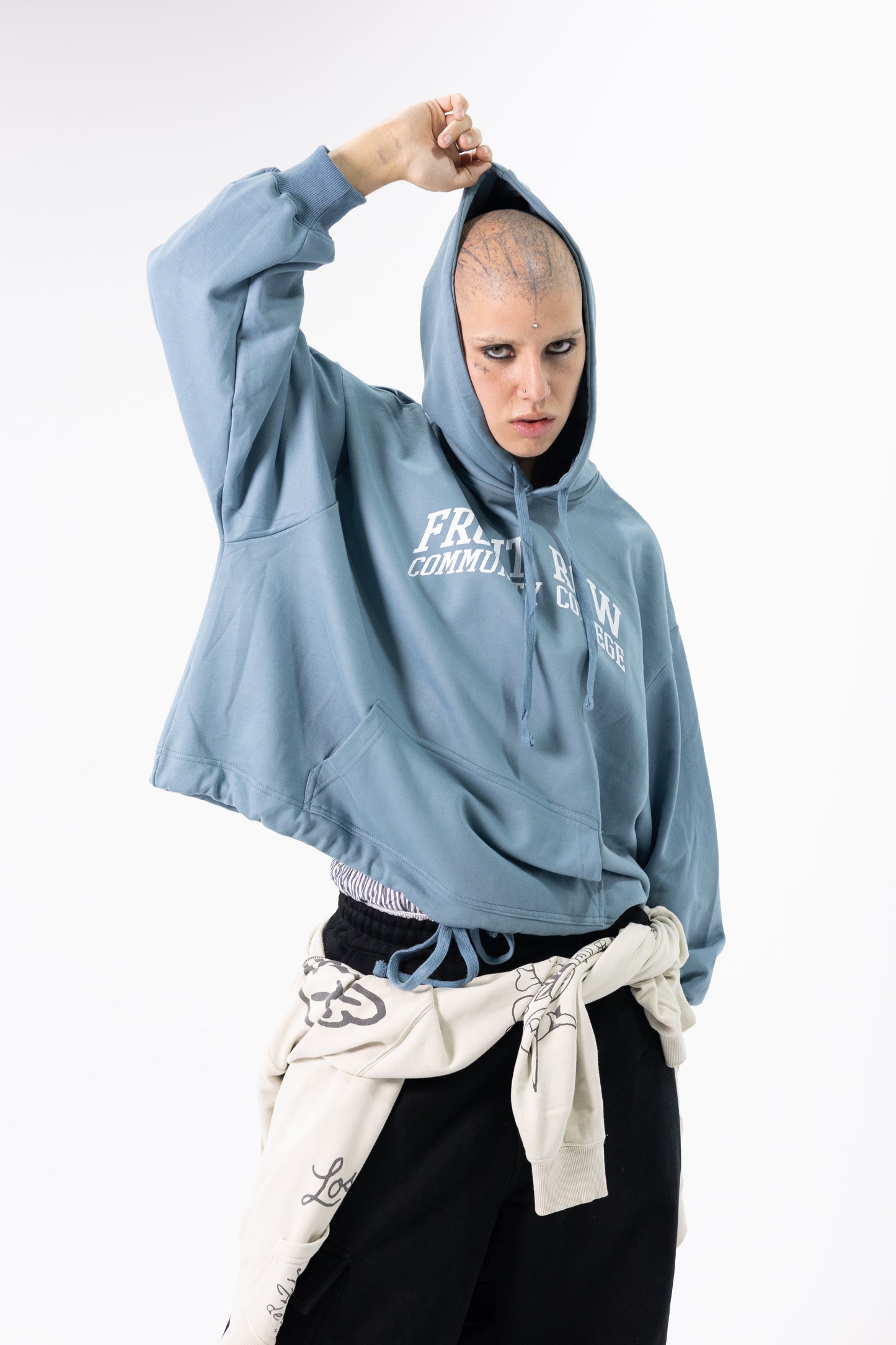 COMMUNITY COLLEGE BLUE ADJUSTABLE HOODIE