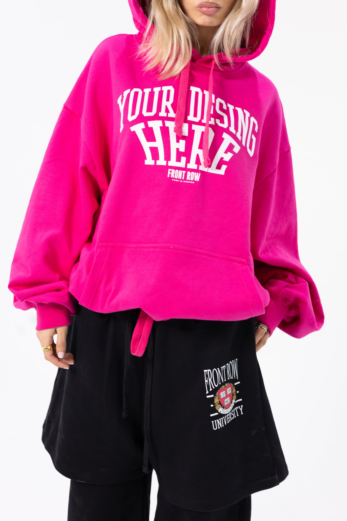 YOUR DESING HERE PINK ADJUSTABLE HOODIE