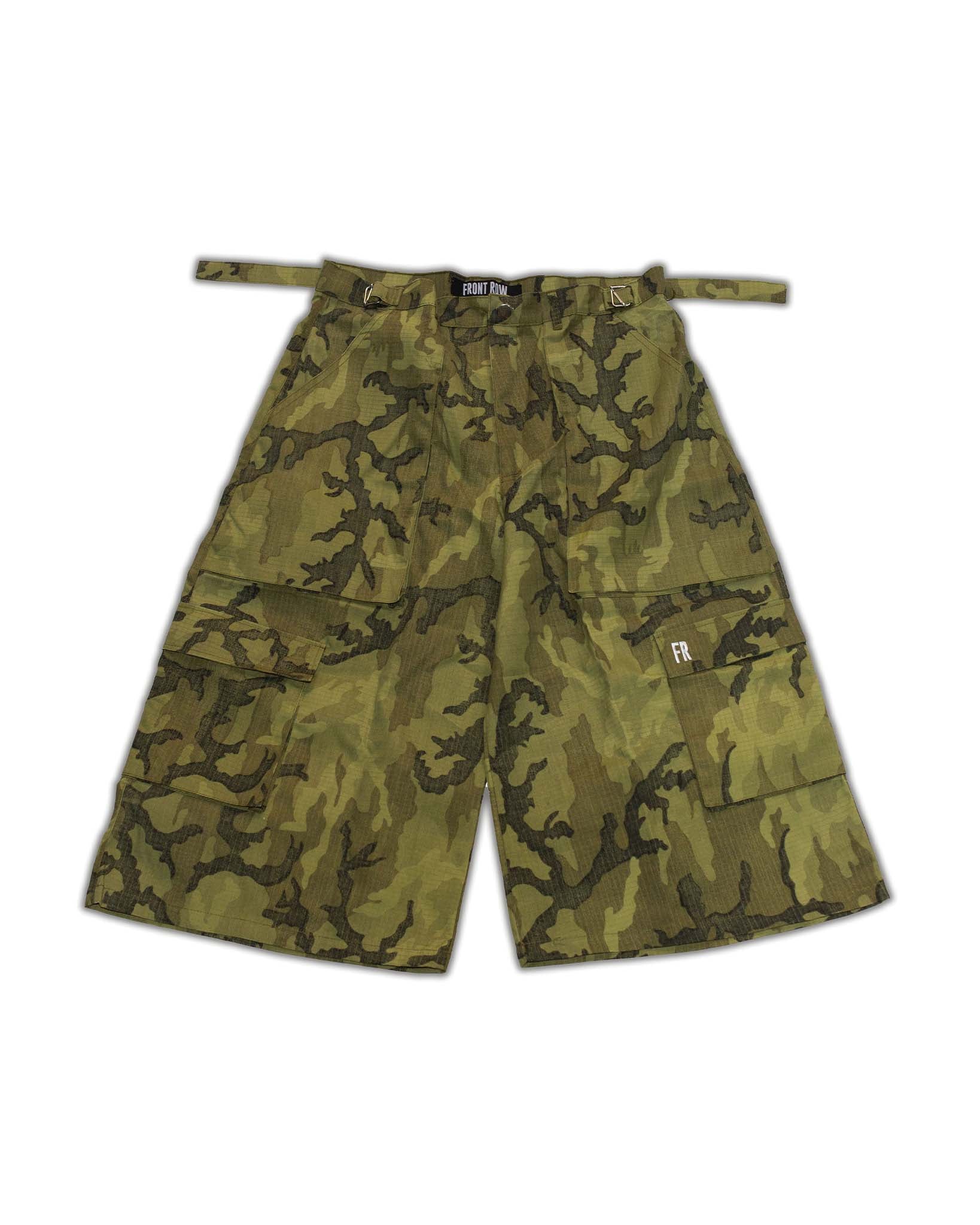 GREEN CAMO CARGO PANTS OVERSIZE OVERLENGHT FRONT ROW STREETWEAR PANTS