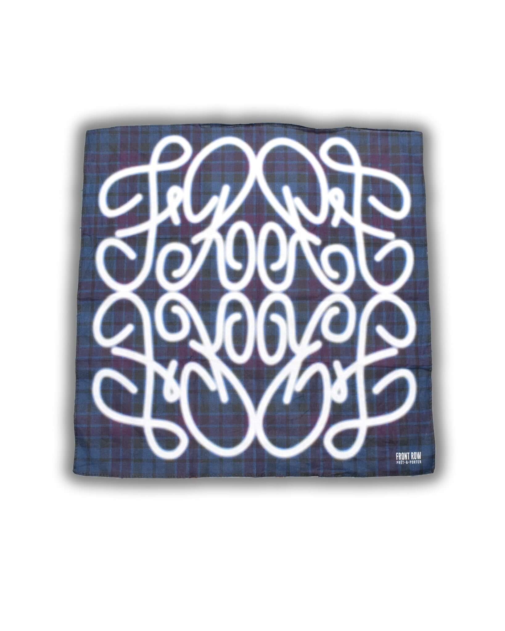PLAID MONOGRAM BANDANA BLUE | FrontRowEU
