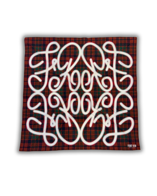 PLAID MONOGRAM BANDANA RED