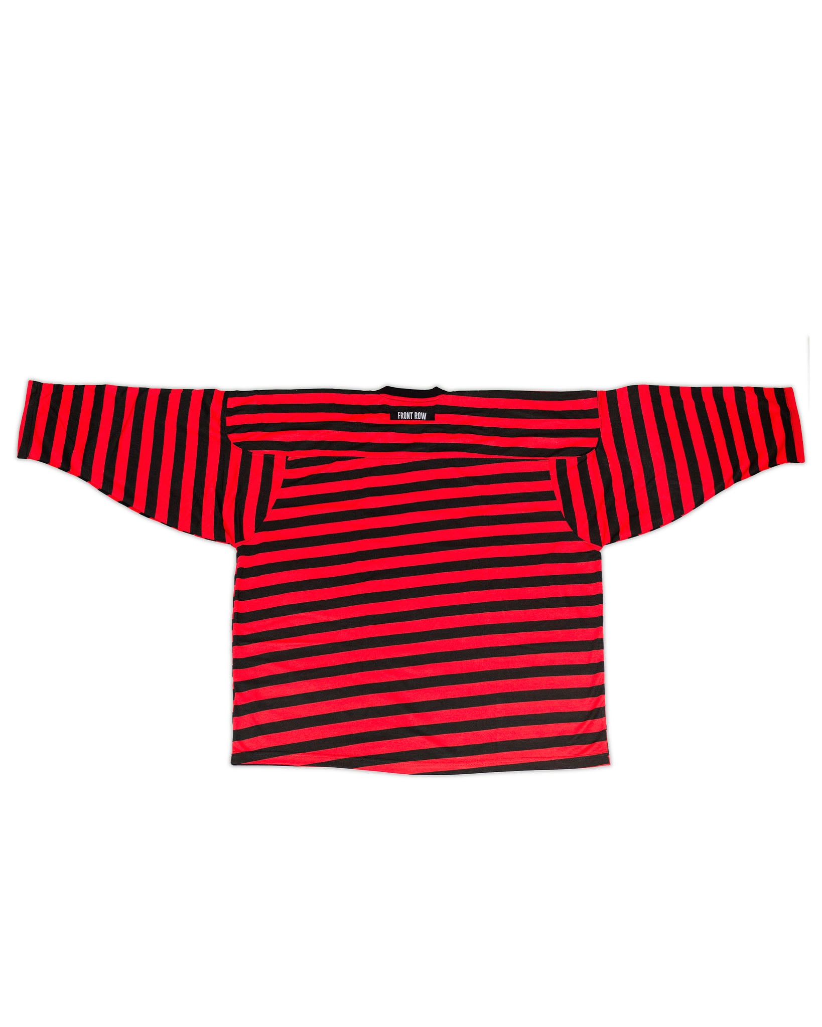 CAMISETA HOCKEY DE RAYAS FRONT ROW STREETWEAR ESPAÑA EUROPA DISEÑO MODA GOTICO DARK NEGRO ROJO