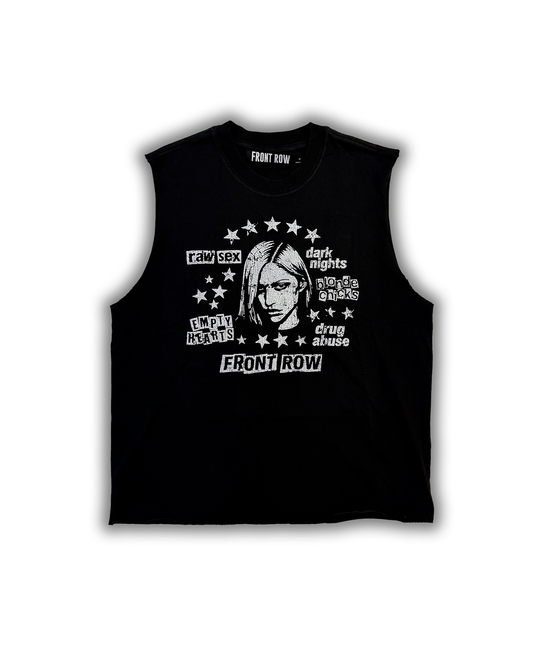 BLONDE CHICKS WASHED SLEEVELESS TEE BLACK