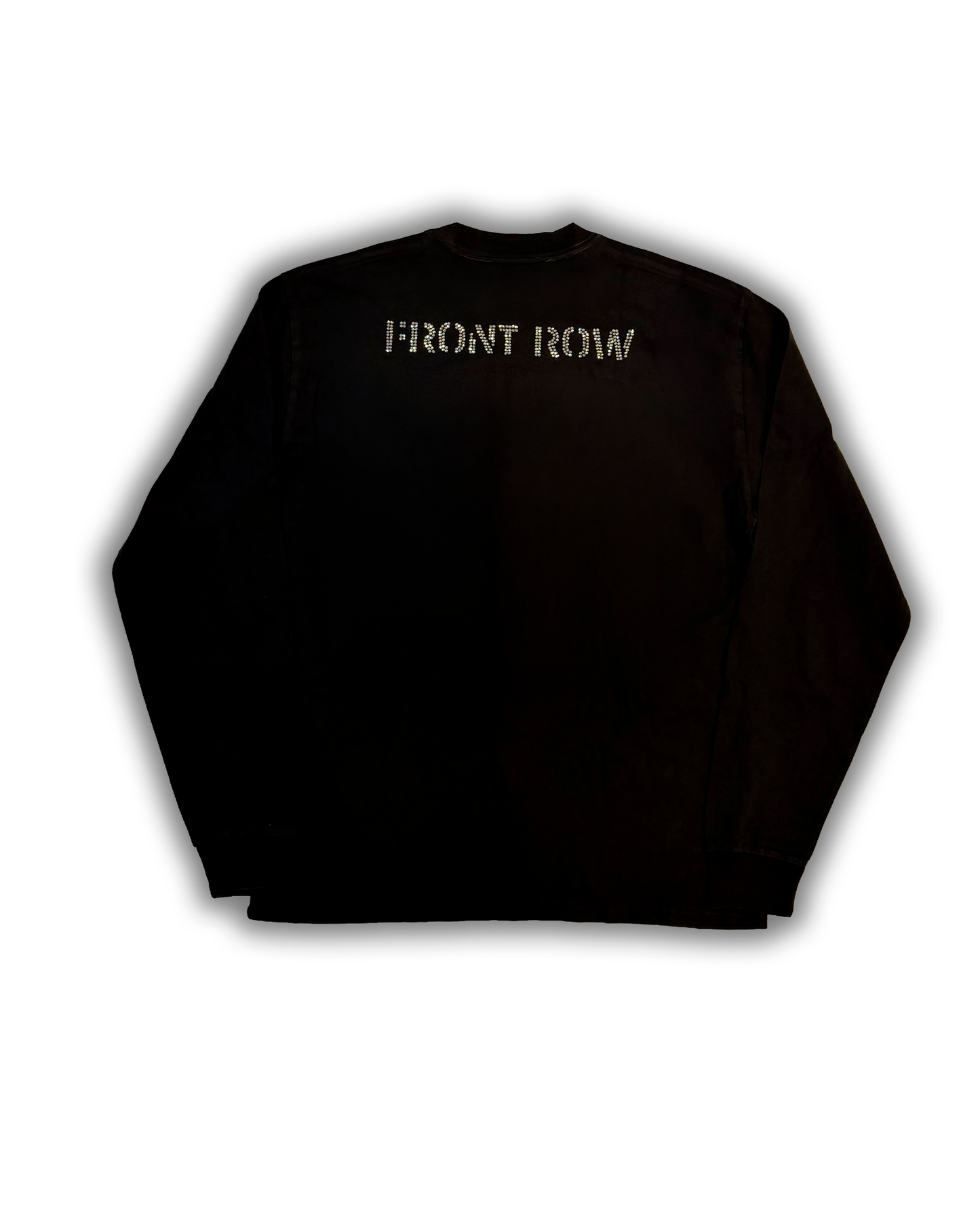 FUN BANNED RHINESTONES WASHED LONGSLEEVE BLACK